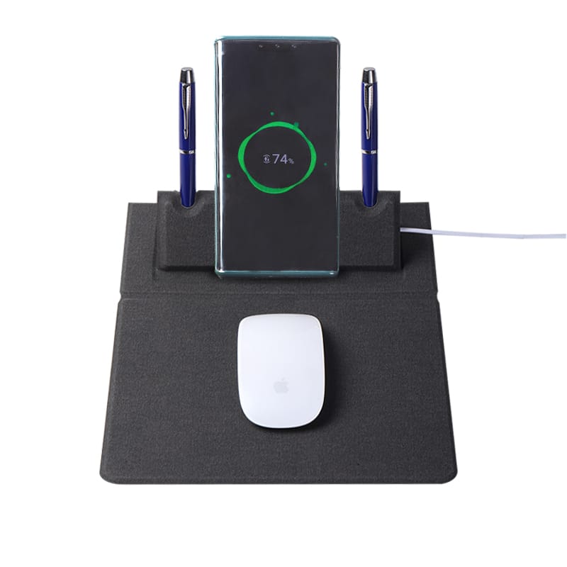 Cluzine - Wireless Charging Mouse Pad Smart Fast Charging Multifunctional Desk Mouse Pad - Gray