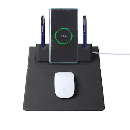 Front. Cluzine - Wireless Charging Mouse Pad Smart Fast Charging Multifunctional Desk Mouse Pad - Gray.