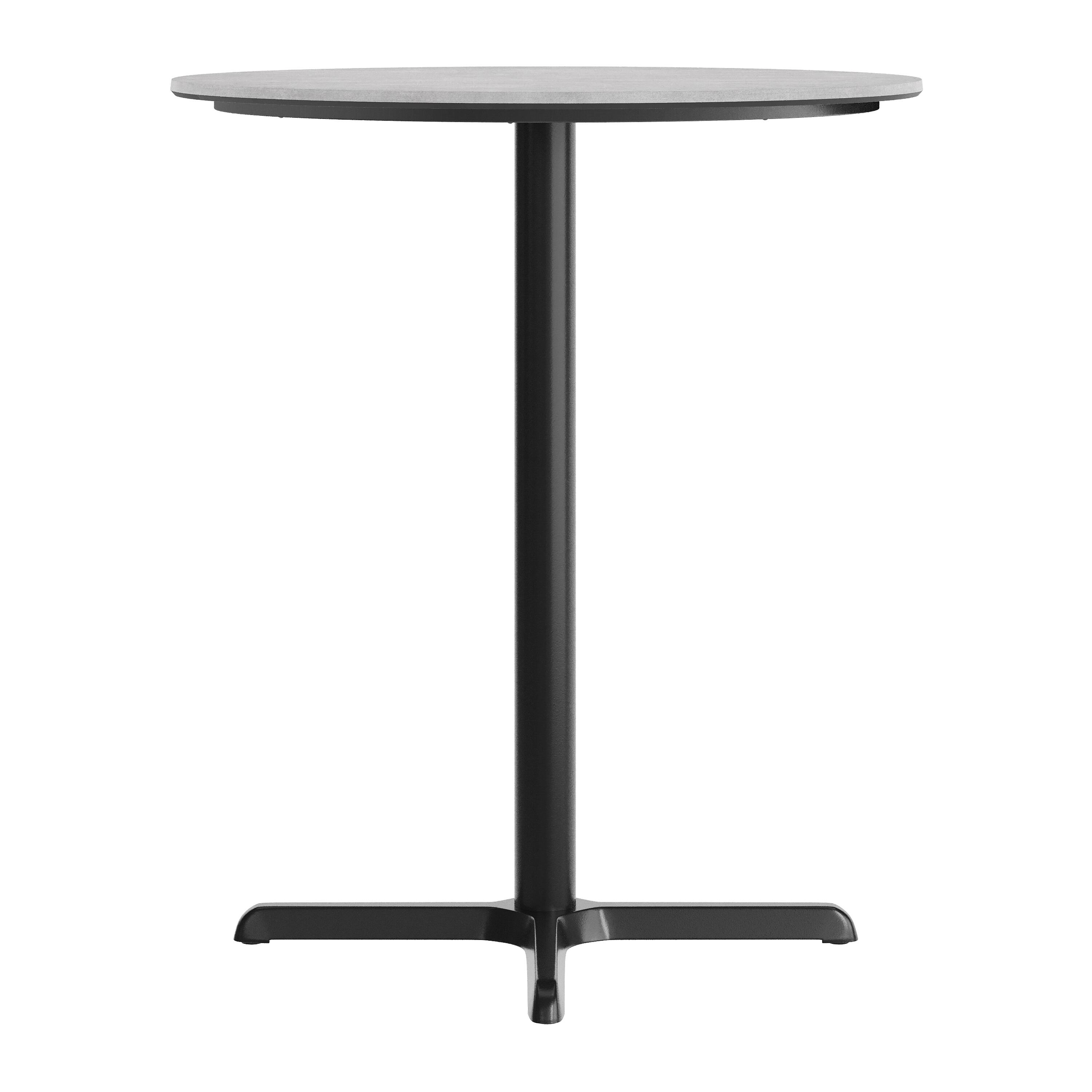 Alt View 7. Emma + Oliver - PureShield Tabletop with Seam-Free Surface Innovation and Bar Height Base - Gray Faux Concrete/Black Base.