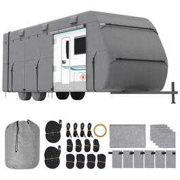 VEVOR - Travel Trailer Cover, 18-20 ft RV Cover, 4-Layer Non-Woven Fabric Camper Cover, Waterproof, Windproof and Rip-Stop - Gray