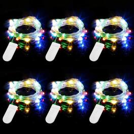 PARKER SLATER - 6-Pack Multicolor Fairy String Lights, 7.2ft, 20 LED, Battery Operated