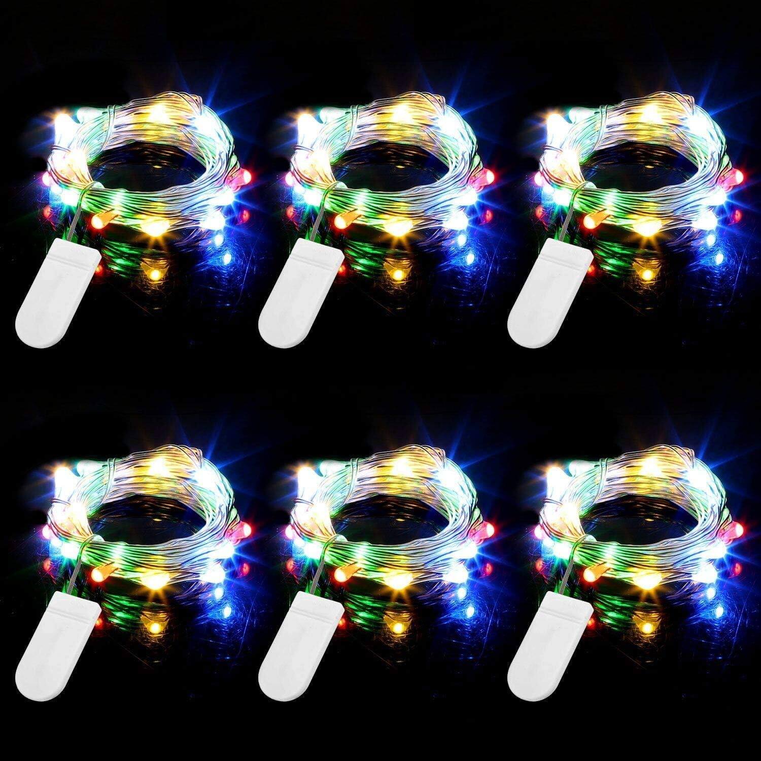 Front. PARKER SLATER - 6-Pack Multicolor Fairy String Lights, 7.2ft, 20 LED, Battery Operated.