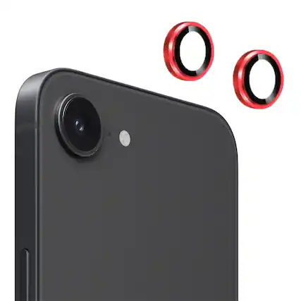 Front. Entronix - Entronix Luxury Metal Camera Lens Protector for iPhone 16E - 2-Piece Combo - Red.