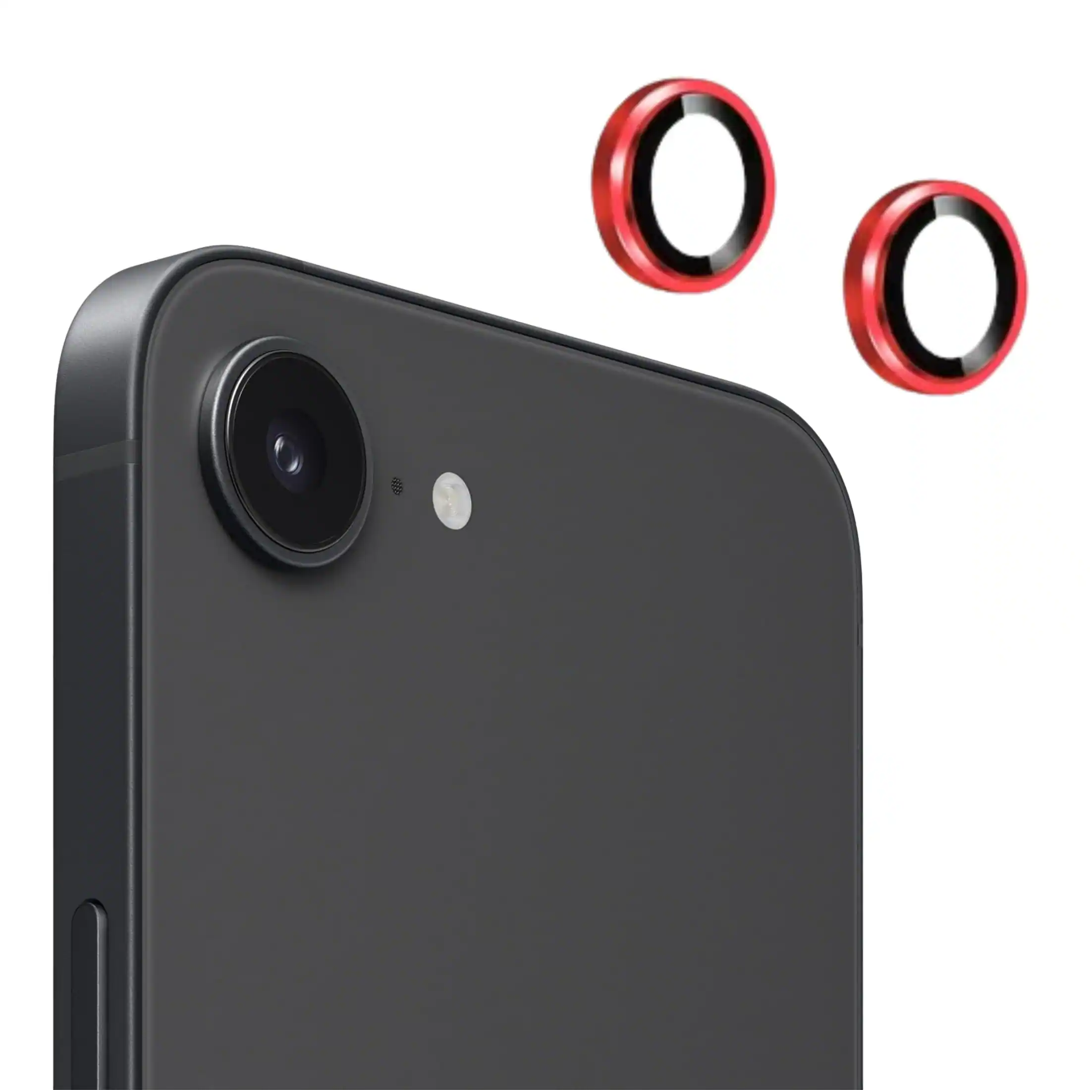 Front. Entronix - Entronix Luxury Metal Camera Lens Protector for iPhone 16E - 2-Piece Combo - Red.