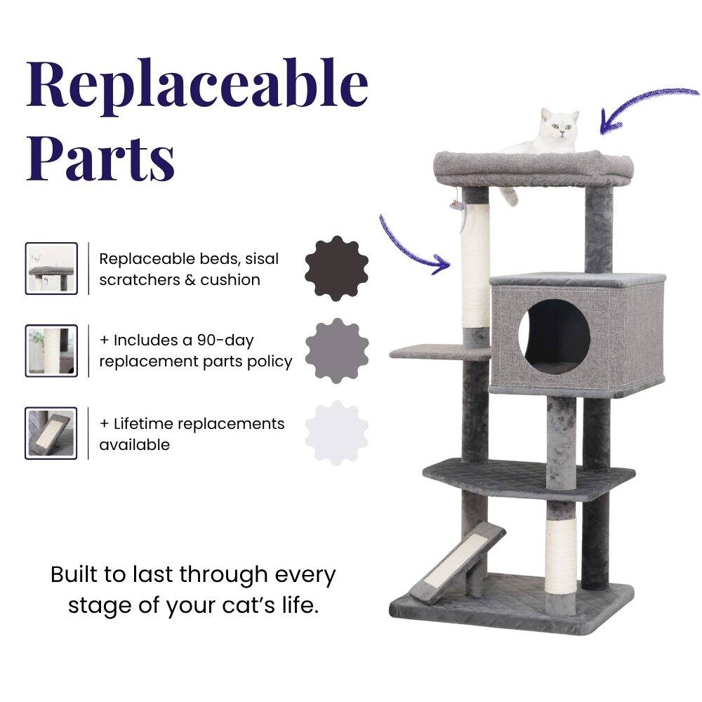 Replaceable Parts

- Replaceable beds, sisal scratchers & cushion
- Includes a 90-day replacement parts policy
- Lifetime replacements available

Built to last through every stage of your cat's life.