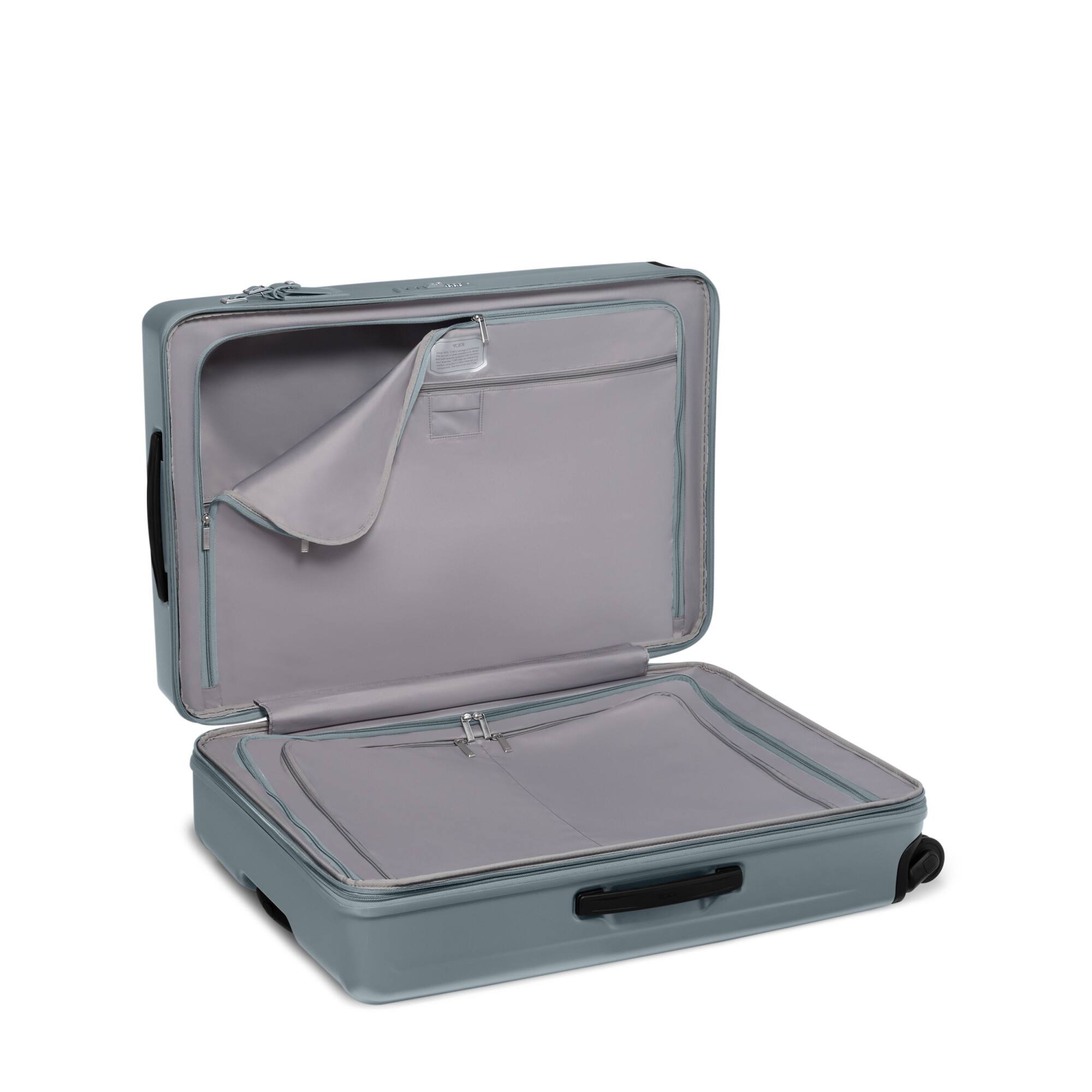 Angle. TUMI - Ventra Large Expandable Checked Spinner Suitcase - Cadet Texture.