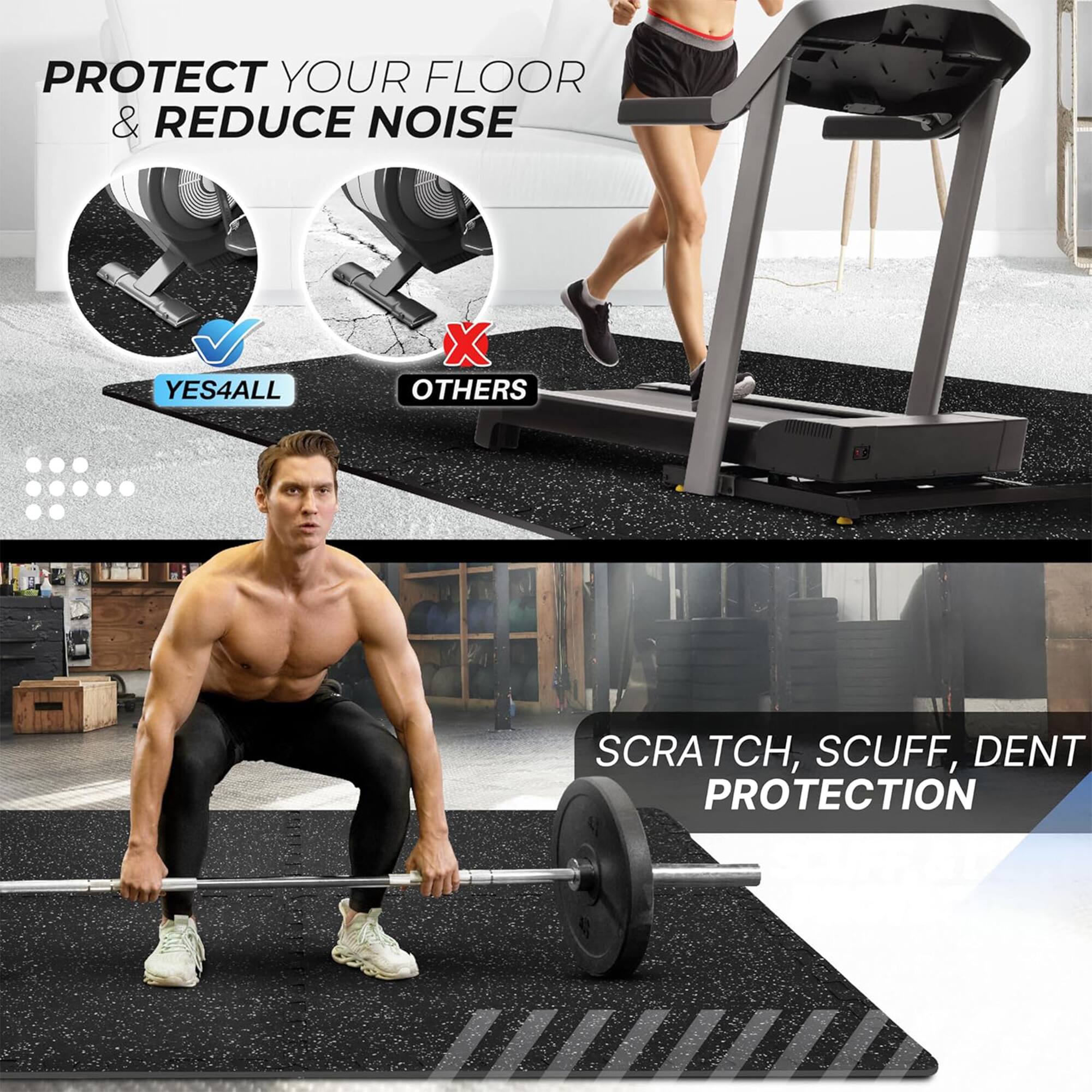 PROTECT YOUR FLOOR & REDUCE NOISE

YES4ALL X OTHERS

SCRATCH, SCUFF, DENT PROTECTION