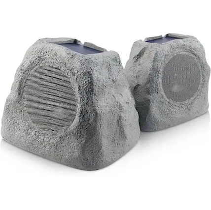 Front. iHome - iHome IHRK500LTMSP Rechargeable Bluetooth Outdoor Solar Rock LED Speakers Pair with Multilink - Black.