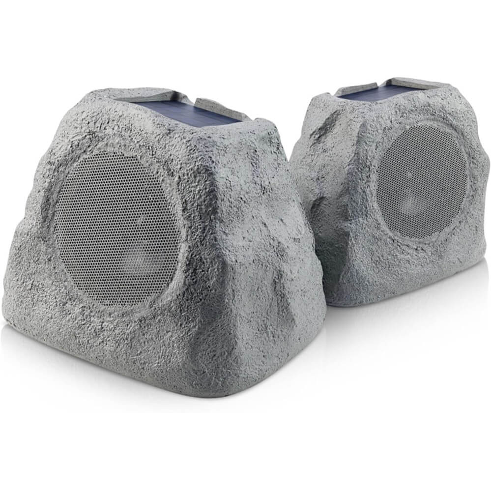 Front. iHome - iHome IHRK500LTMSP Rechargeable Bluetooth Outdoor Solar Rock LED Speakers Pair with Multilink - Black.