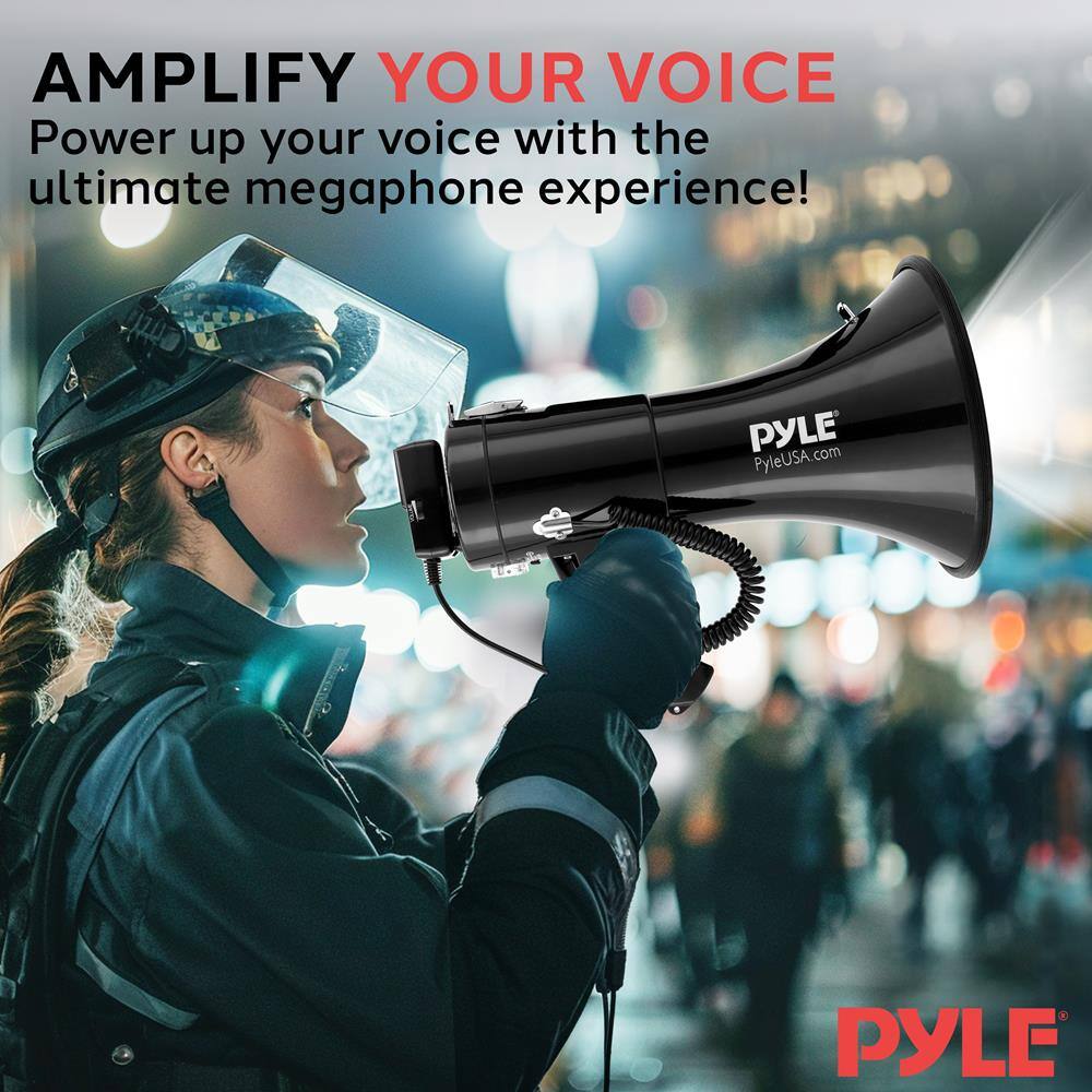 AMPLIFY YOUR VOICE  
Power up your voice with the ultimate megaphone experience!  
PYLE  
PyleUSA.com