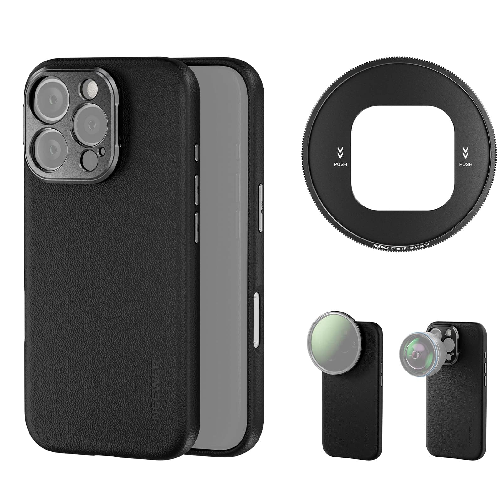 Neewer - Modular Phone Case for iPhone 17 Pro, 67mm Filter & Lens Mounts, PA133 - Black