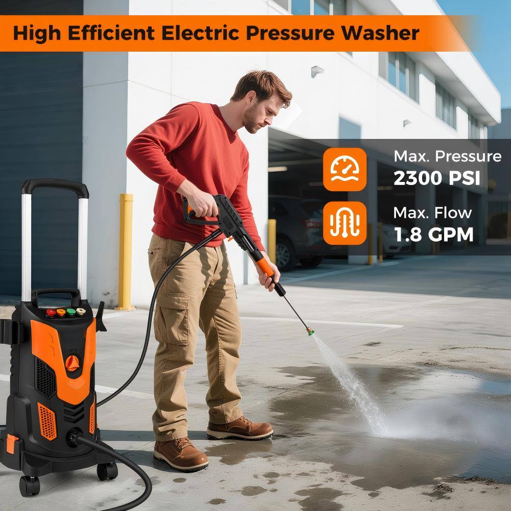 High Efficient Electric Pressure Washer  
Max. Pressure 2300 PSI  
Max. Flow 1.8 GPM