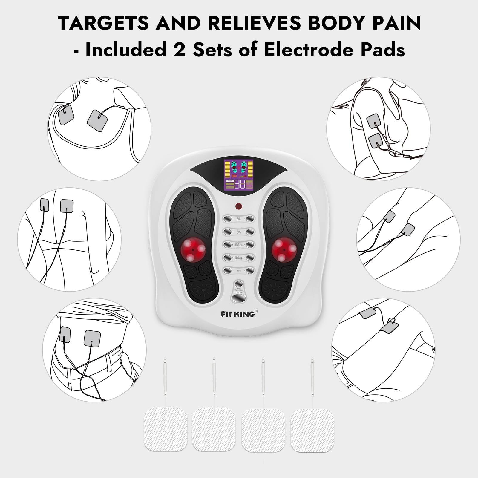 TARGETS AND RELIEVES BODY PAIN  
- Included 2 Sets of Electrode Pads