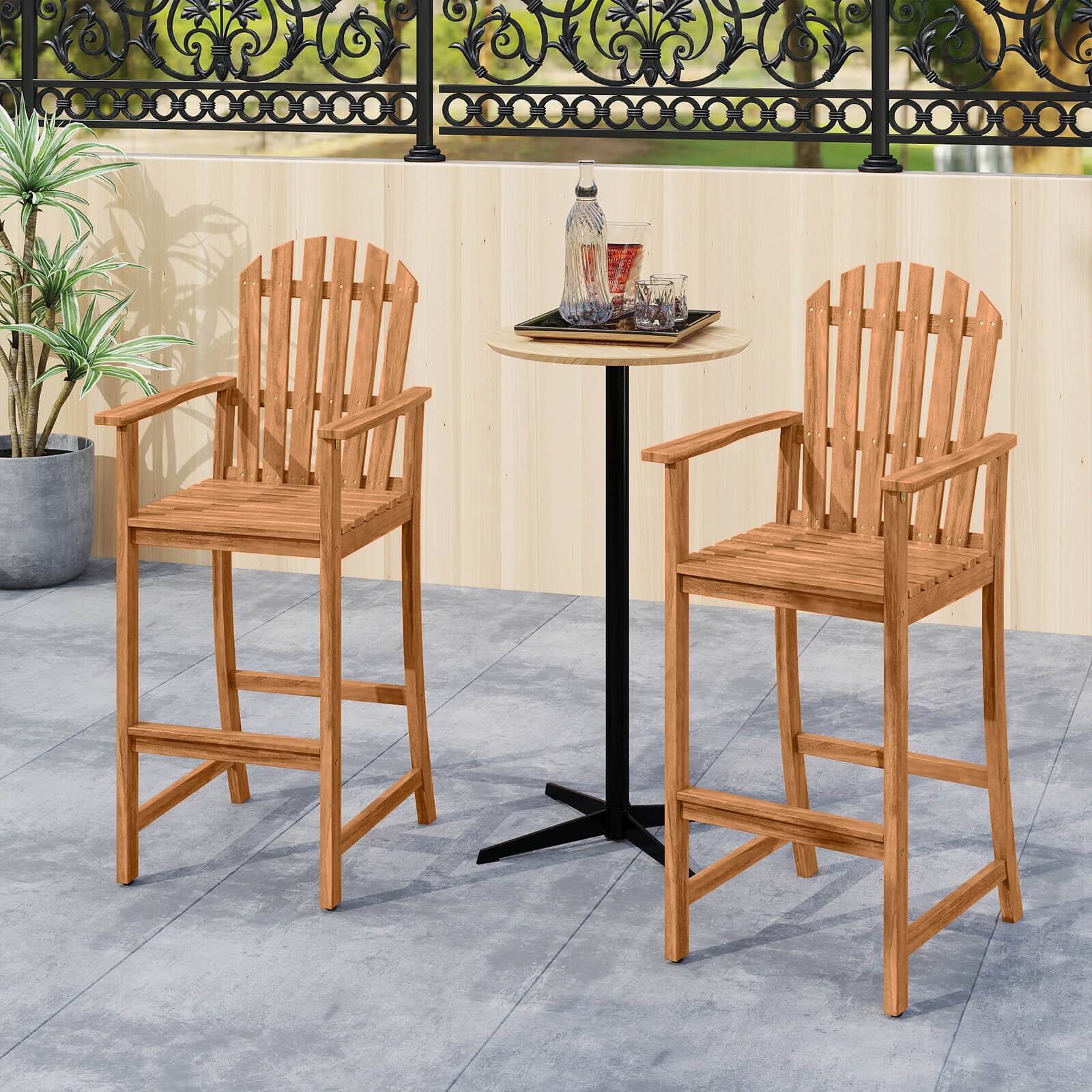 Alt View 3. Costway - Costway Tall Adirondack Chair with Back, Armrests and Footrest for Balcony, Porch, Deck - Natural.