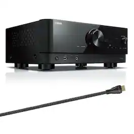 Yamaha - RX-V6 7.2 Channel AV Receiver with Sanus Ultra High Speed 8K 6.56 ft. HDMI 2.1 Cable - Black