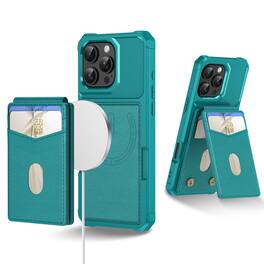 Dteck - For Apple iPhone 16 Pro Max 2-in-1 Magnetic Leather Flip Stand Wallet Case RFID Blocking Detachable Card Holder - Green