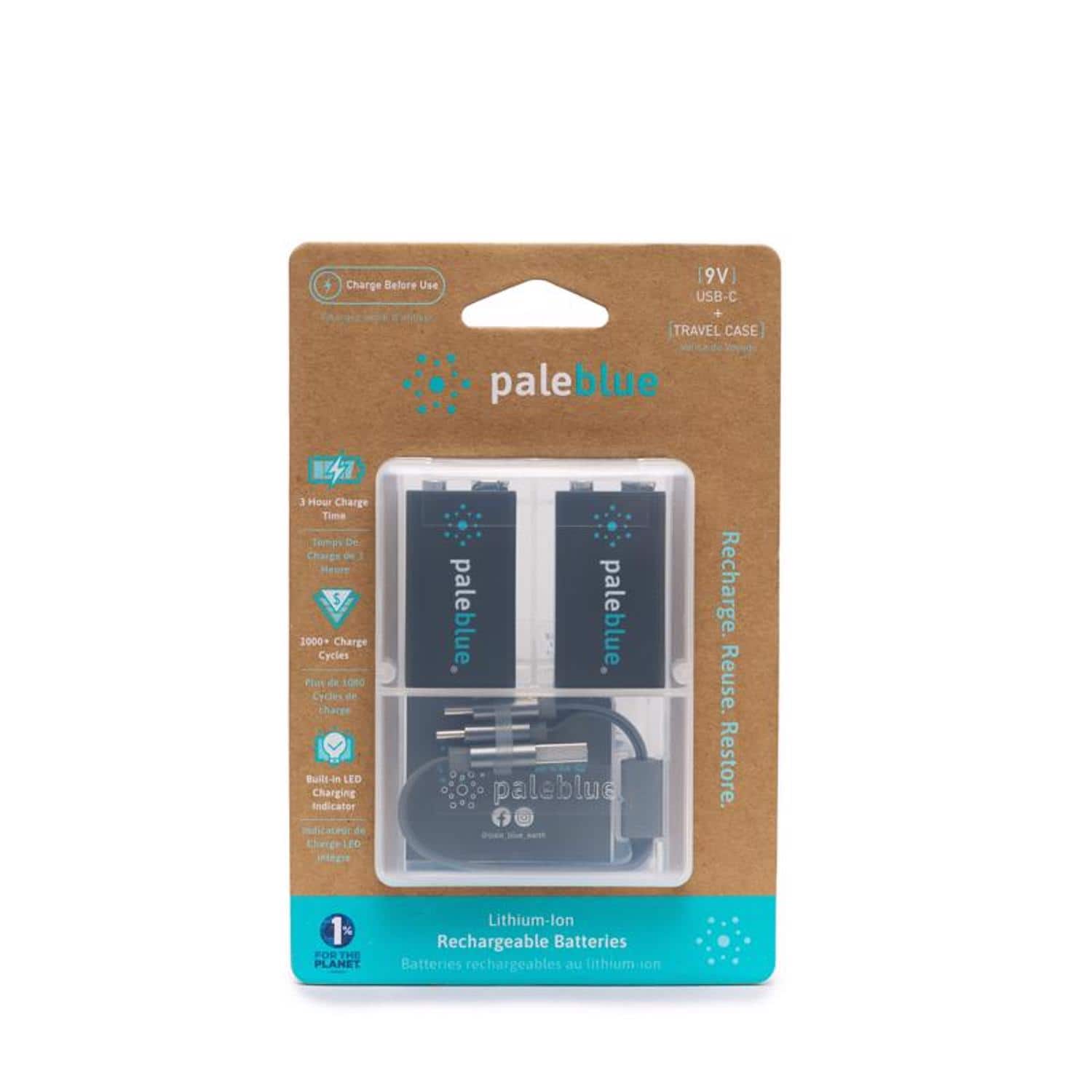 Paleblue - Pale Blue Earth 9-Volt Lithium Batteries 2 pk Clamshell