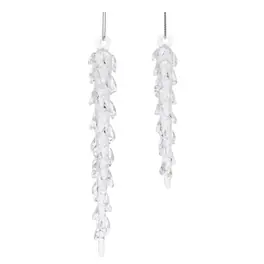 BreeBe - Dripping Glass Icicle Drop Ornament (Set of 12) - Clear