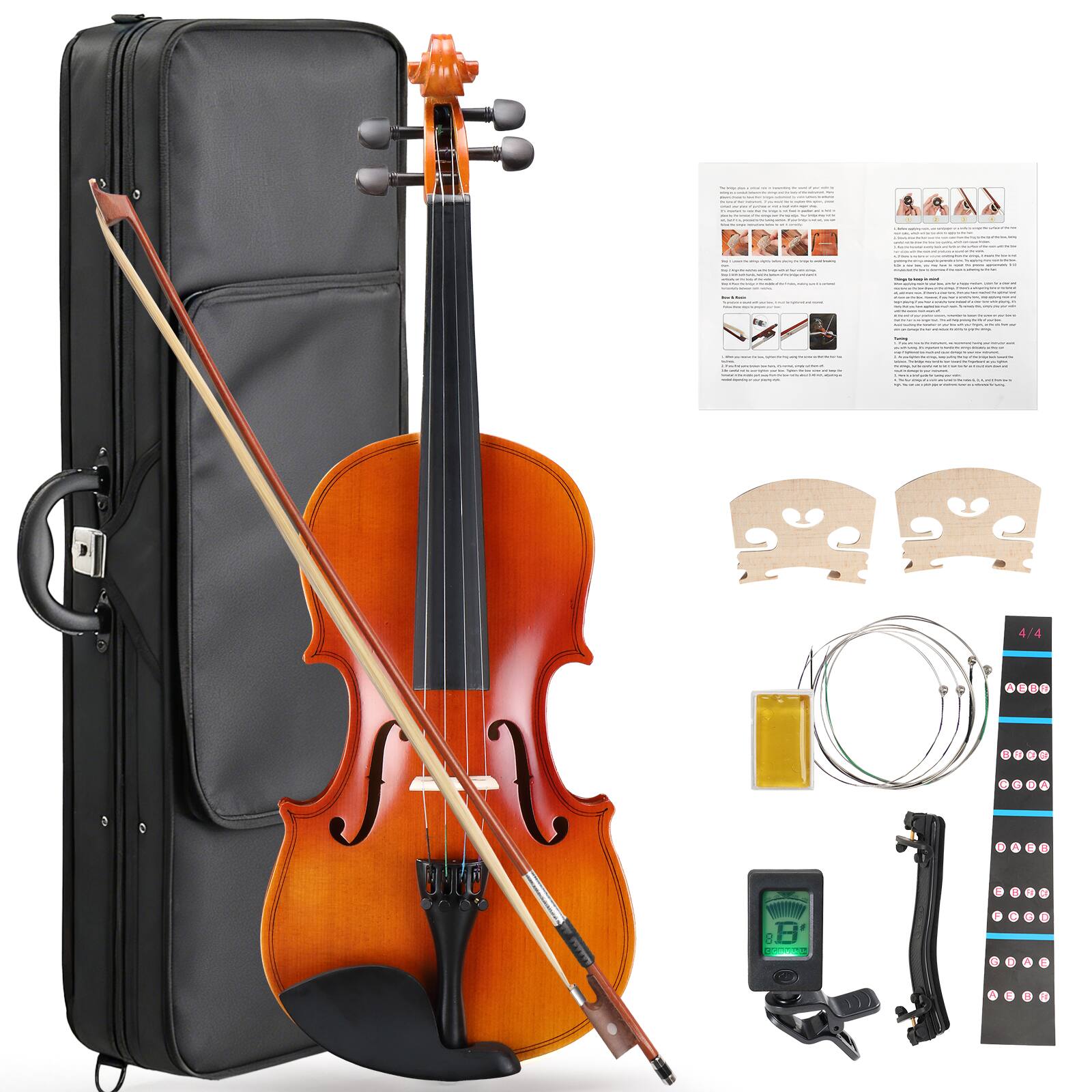 Alt View 4. Winado - Violin for Beginners Students, Acoustic Violins 4/4, Full Size Fiddle Kit with Case, Bow, Rosin, Adult Teens Learners.