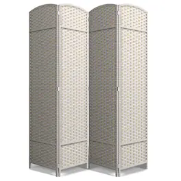 Sorbus - 4 Panel Room Divider 6 ft. Tall - Privacy Screen, Extra Wide Double Hinged Panels, Mesh Hand-Woven Design - Beige