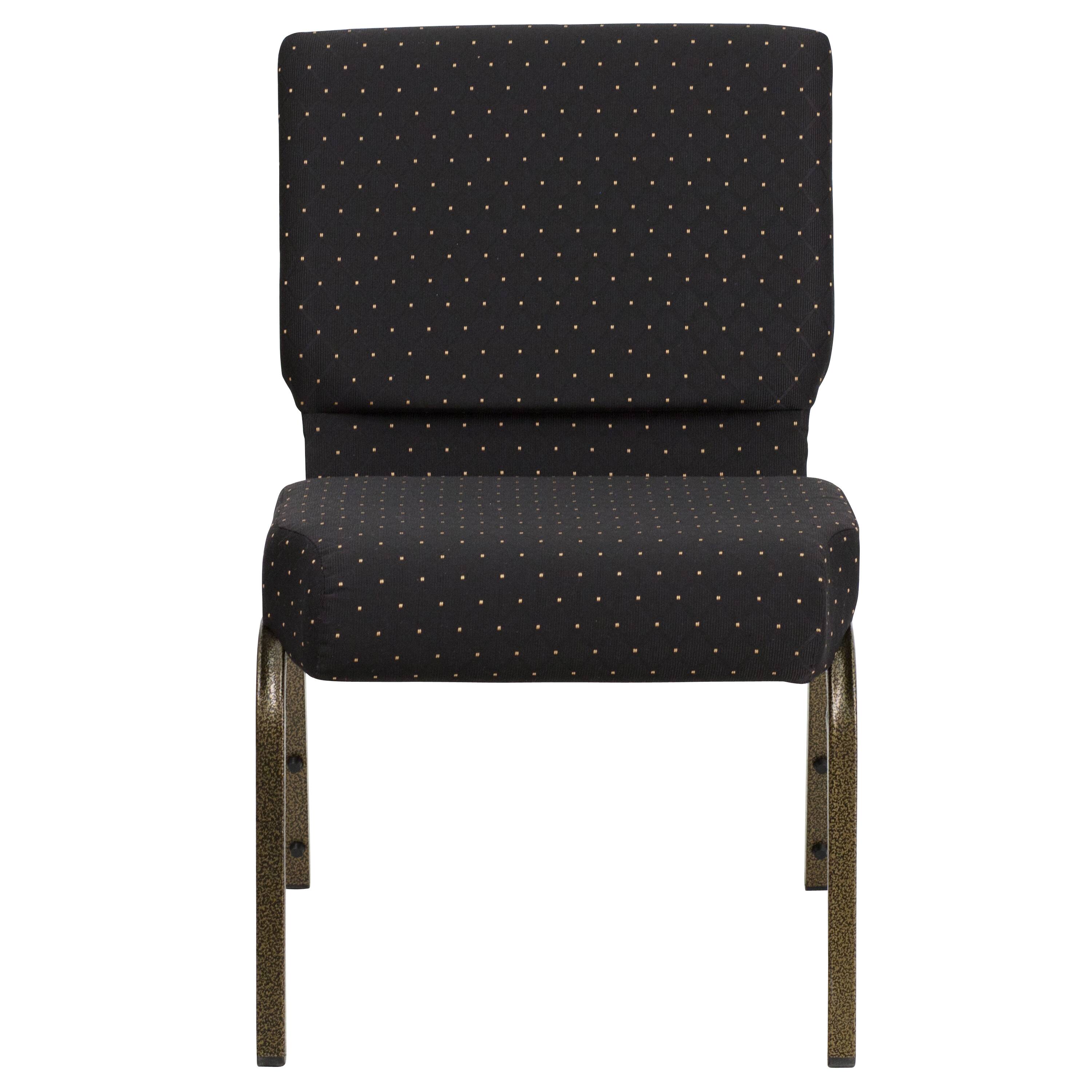 Alt View 7. Emma + Oliver - 4 Pack 21''W Stacking Church Chair - Black Dot Patterned Fabric/Gold Vein Frame.