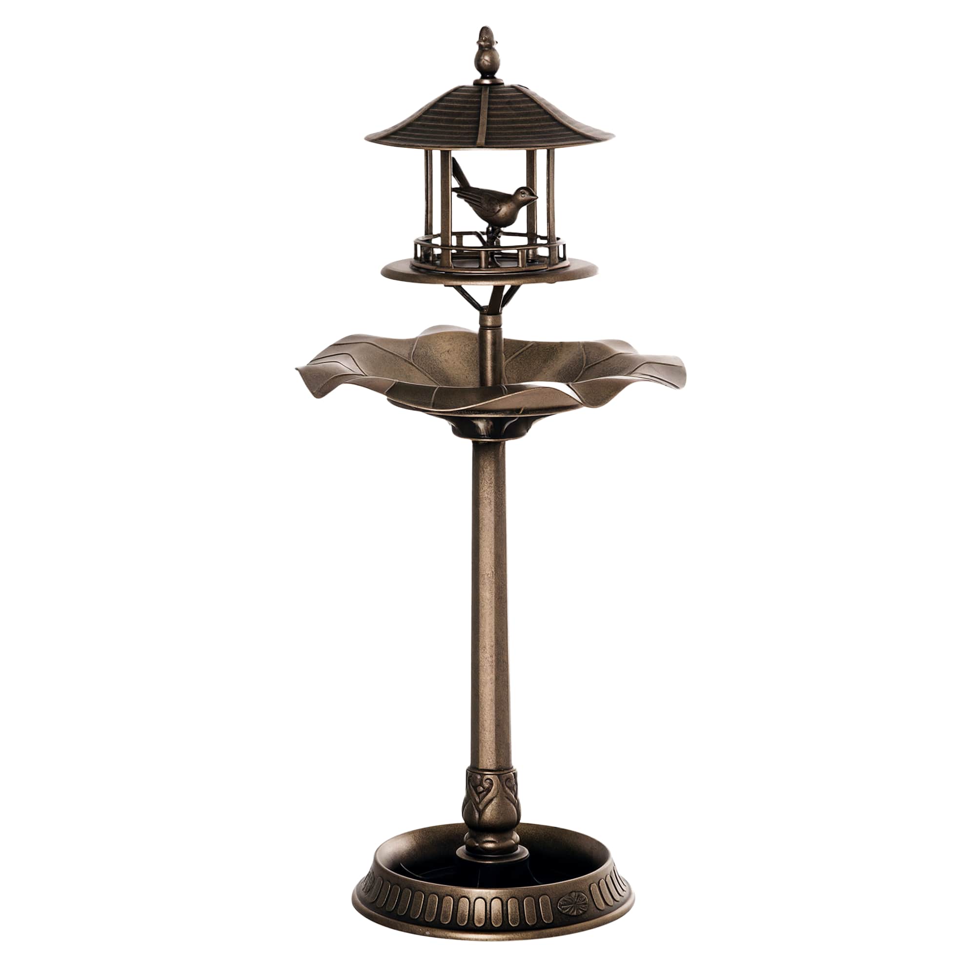 Outsunny - 3-in-1 Garden Bird Bath Bowl Pedestal with Bird Feeder, Large Water Basin, Underneath Flower Planter - Antique Gold (Bronze) price history on PriceWatchPro