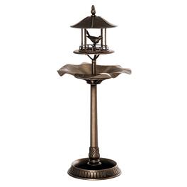 Outsunny - in 1 Garden Bird Bath Bowl Pedestal with Bird Feeder, Large Water Basin - Antique Gold (Bronze)