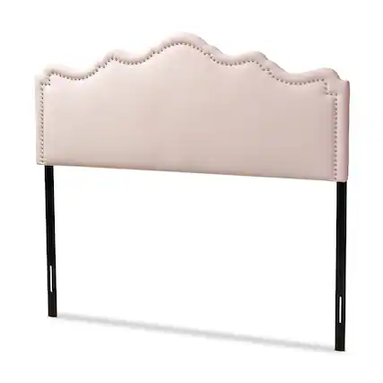 Front. Baxton Studio - Nadeen Modern and Contemporary Velvet Fabric Upholstered Queen Size Headboard - Light Pink.
