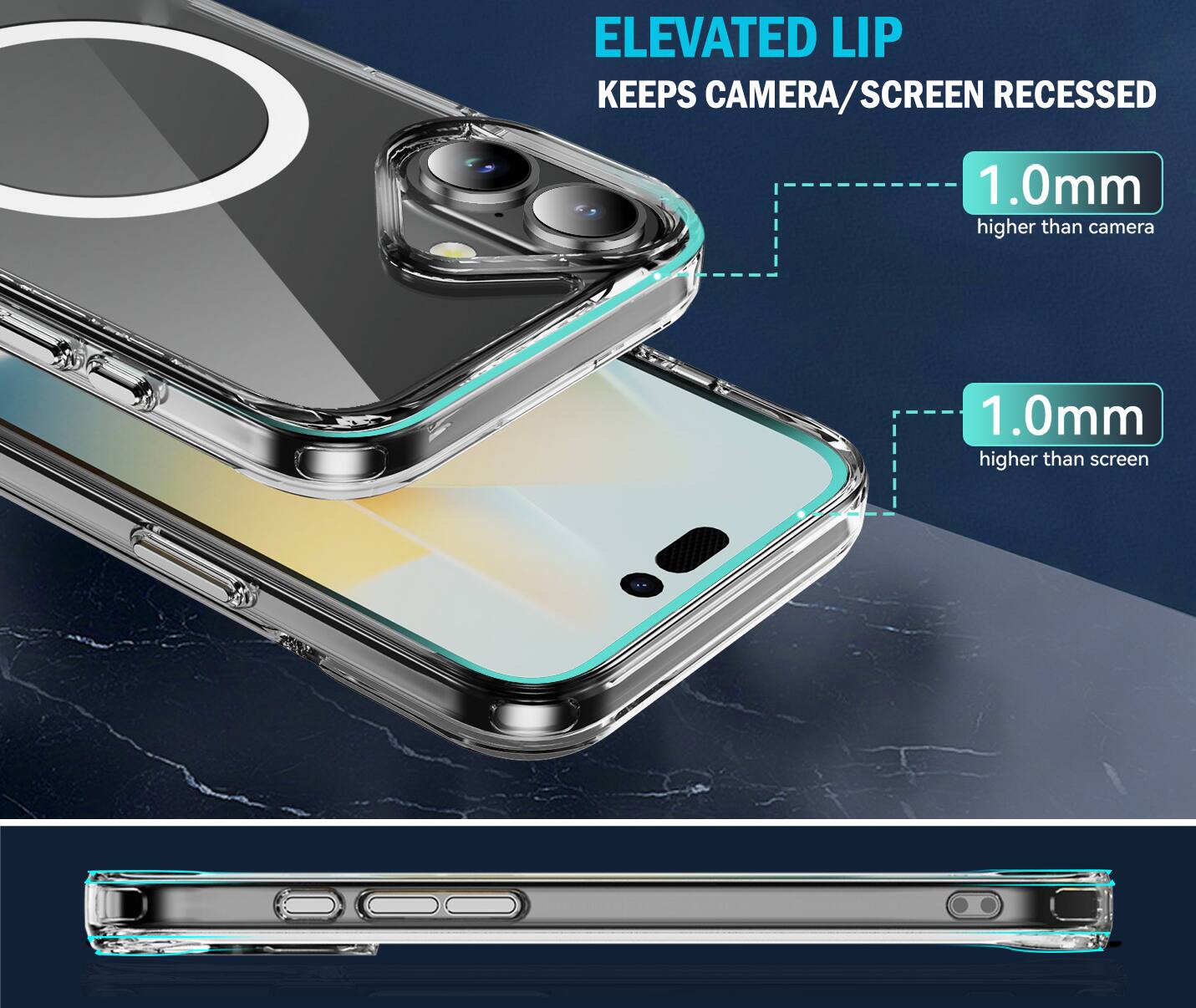 ELEVATED LIP  
KEEPS CAMERA/SCREEN RECESSED  
1.0mm higher than camera  
1.0mm higher than screen