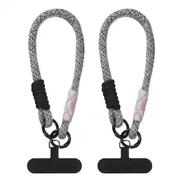Unique Bargains - 2pcs Universal Phone Wrist Lanyard Hand Strap Anti Theft Strap with Pads - Black