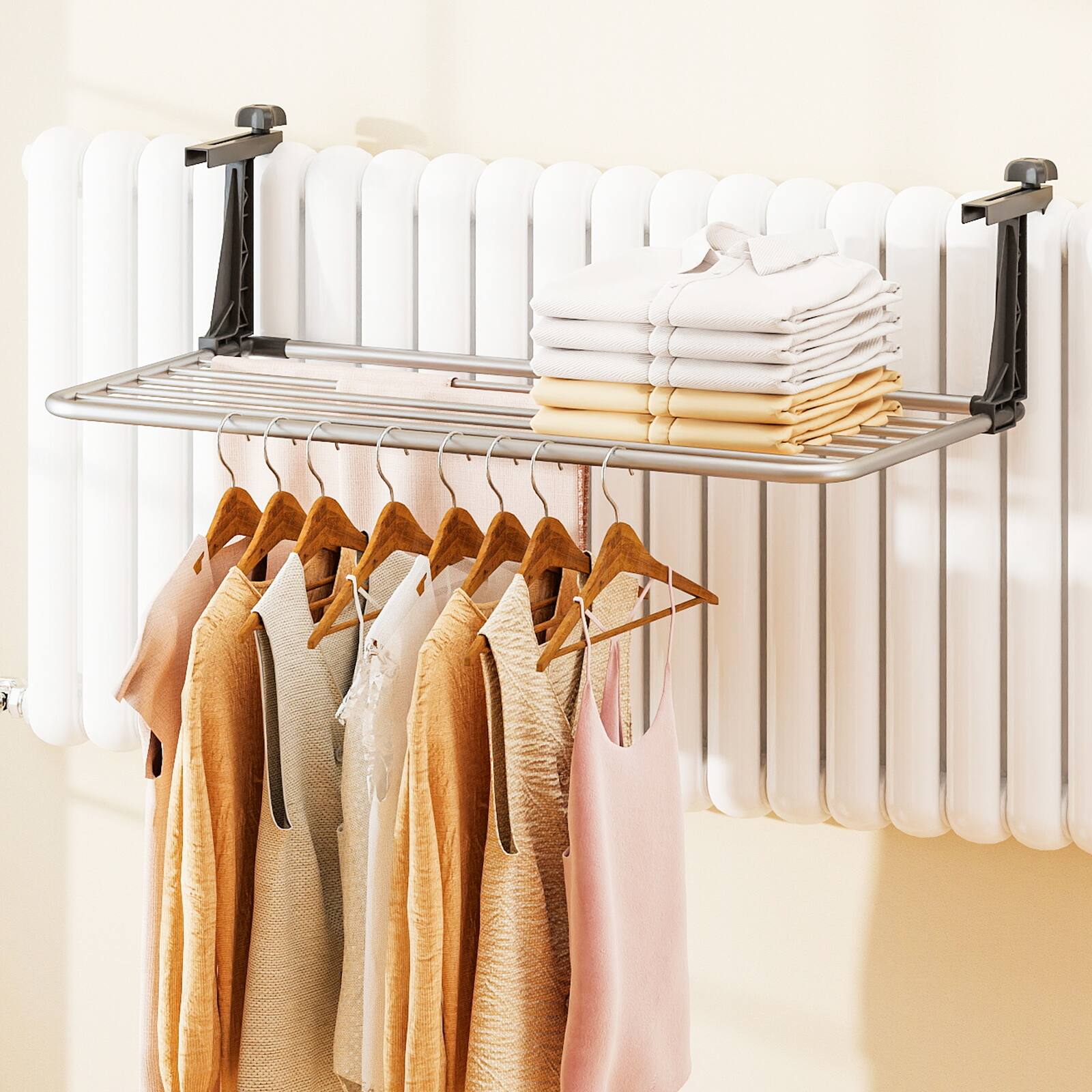 Alt View 1. Gymax - Gymax Portable Clothes Drying Rack w/Adjustable & Foldable Brackets Radiator Airer - Silver.