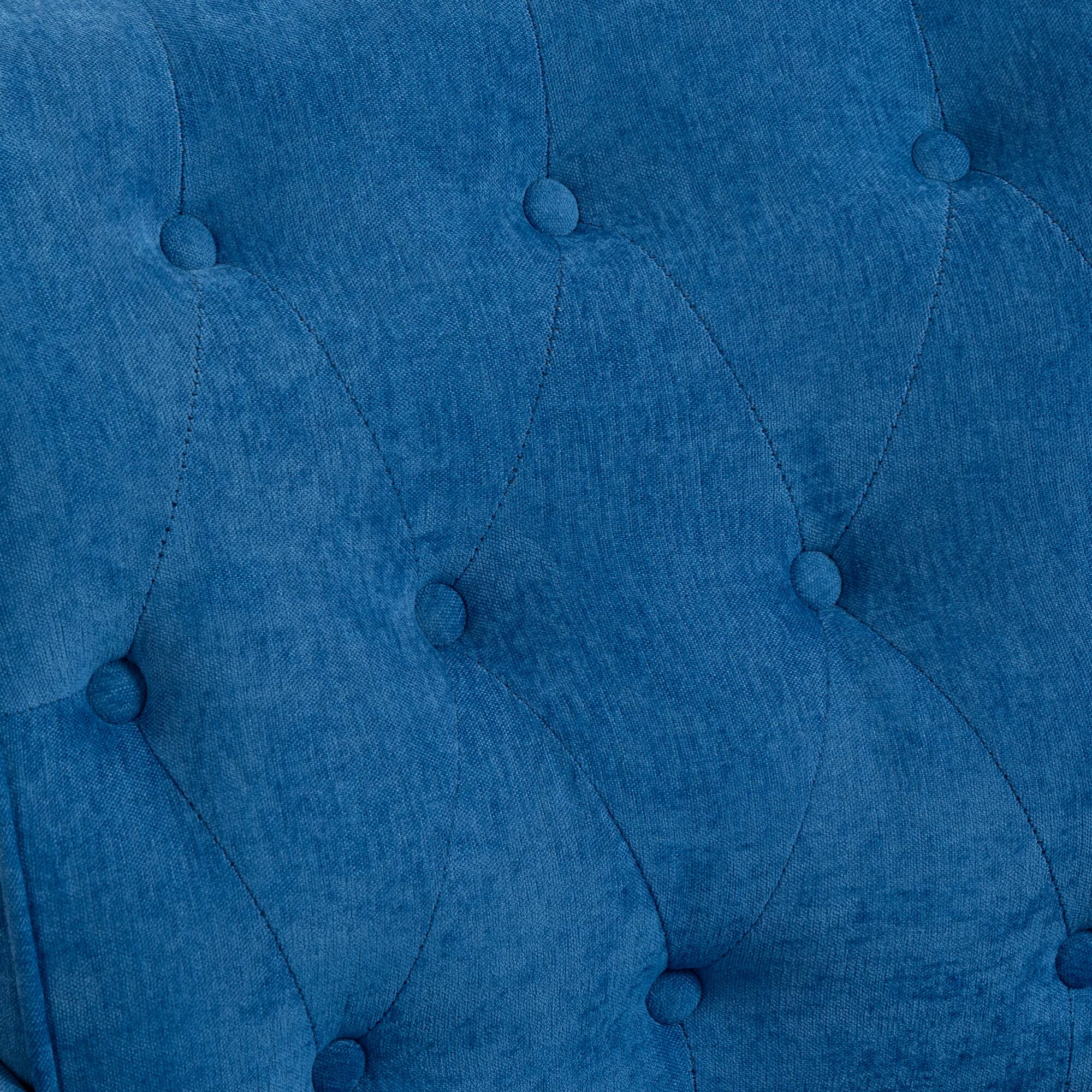 Angle. GOODSILO - Comfortable Upholstered Accent Armchair with Ergonomic Support and Retro Wooden Legs for Living Room or Office - Light Blue.