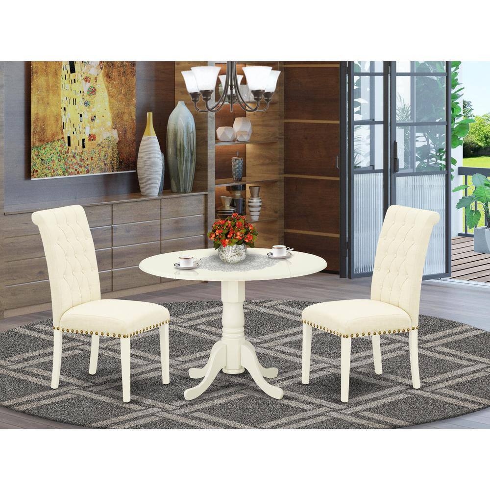 Left. East West Furniture - Dining Room Set Linen White - Brown.