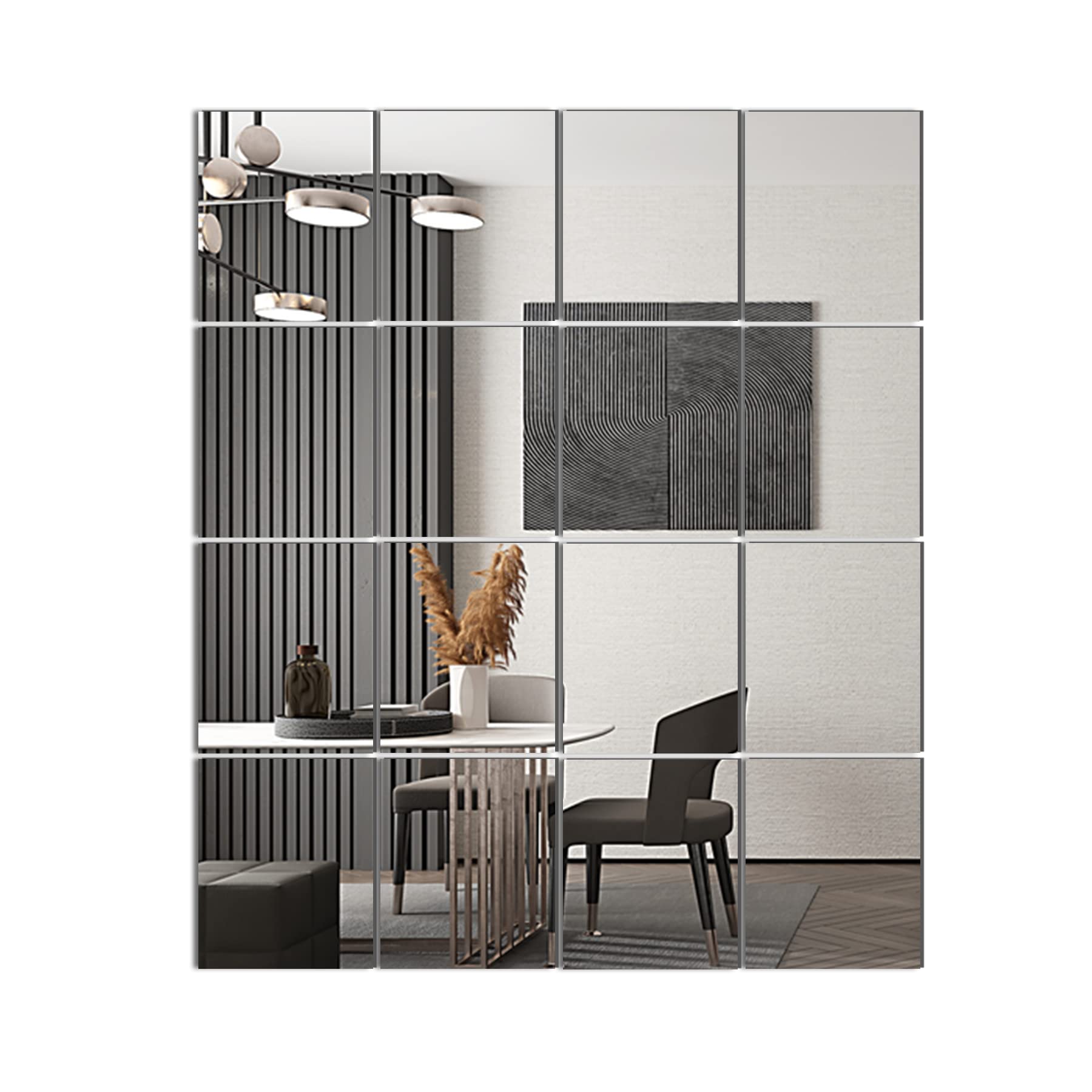 Front. Stylel Star - Glass Full Length Wall Mirror Tiles 14'' X 12'' 4pcs Frameless Body For Bedroom Mounted Home Gym Door.