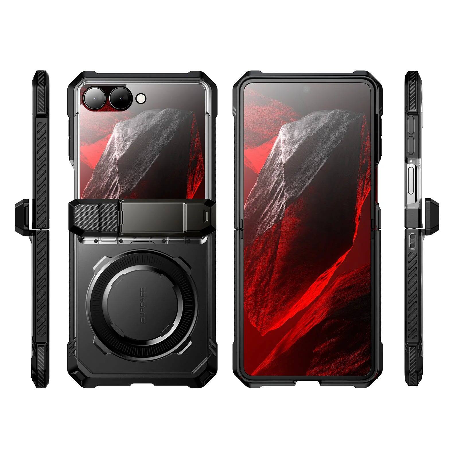 Alt View 7. SUPCASE - UB Grip MagSafe Case for Samsung Galaxy Z Flip 8 with Kickstand & Front Screen Protector - Black.