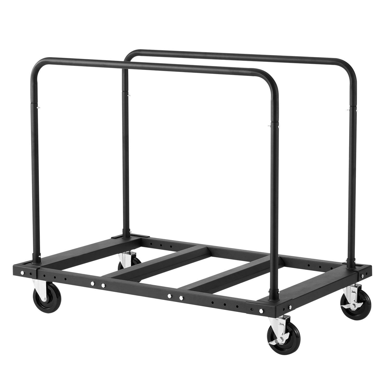 Back. LOVMOR - 1800-Lb Drywall Panel Cart with Tie-Down Strap, 2 Side Rails and 5 in. Swivel Casters - Black.