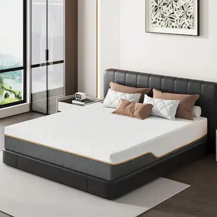Front. Dyonery - Dyonery memory foam mattresses ,offer a double-sided sleeping experience and different hardness levels,12 in Queen - White.