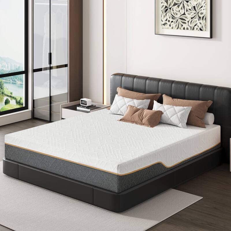 Front. Dyonery - Dyonery memory foam mattresses ，offer a double-sided sleeping experience and different hardness levels，12 in Queen - White.