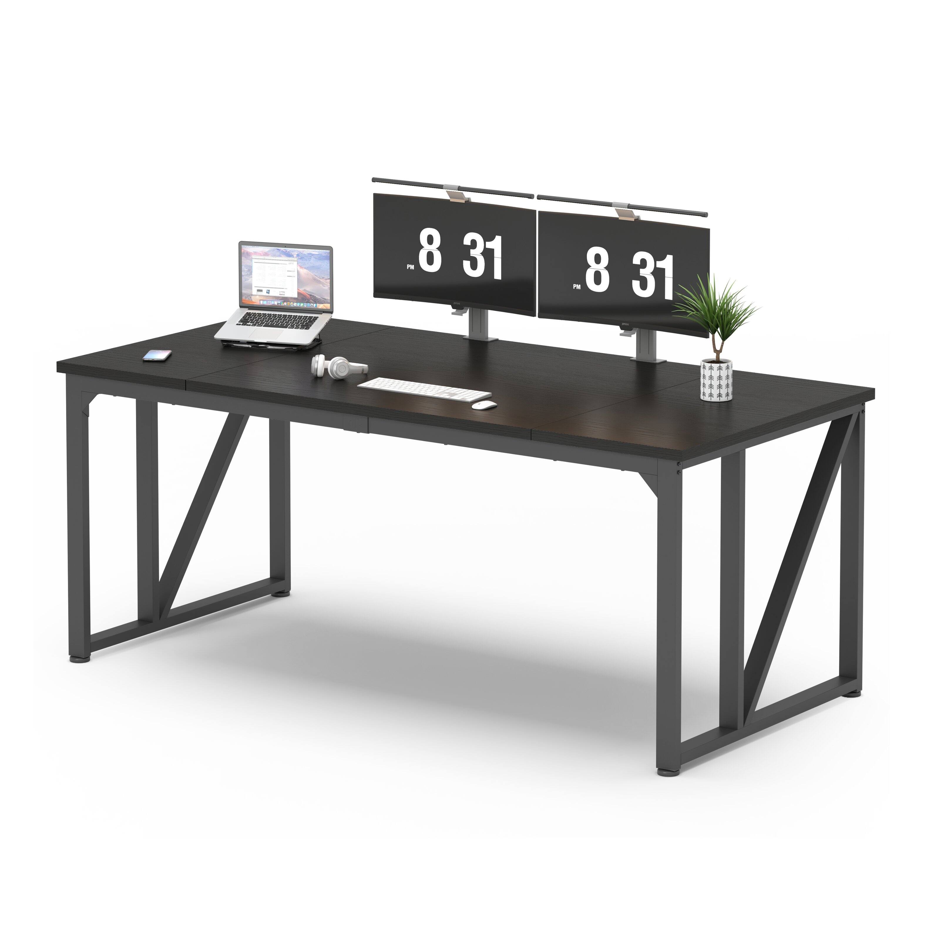 Angle. PexFix - 70-Inch Heavy-Duty Office Desk, Gaming Desk with Reinforced Steel Frame & Adjustable Feet - Black.