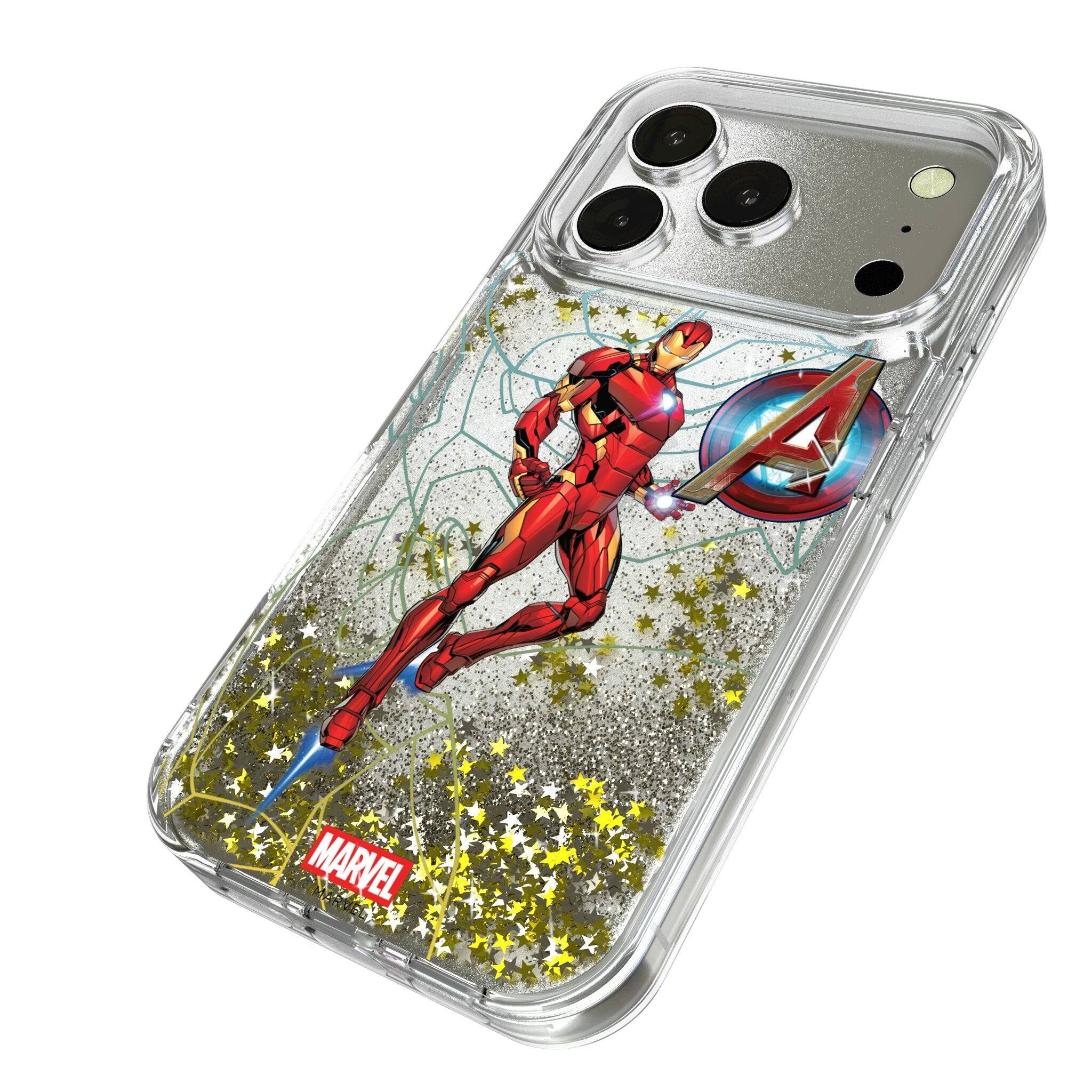 Angle. Keyscaper - Marvel MechLine Glitter Phone Case - Apple iPhone 17 Pro Max - Iron Man.