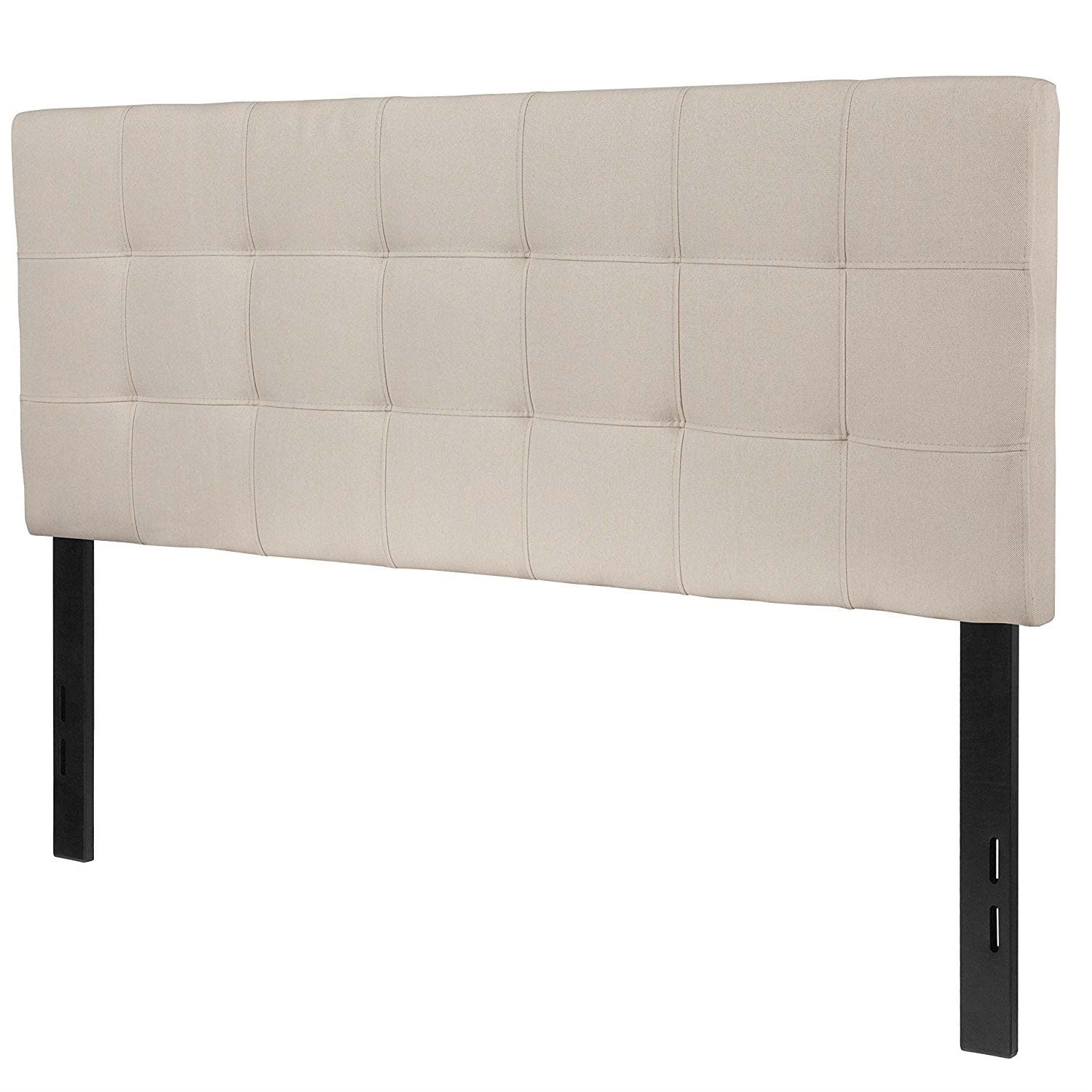 Hivvago - Full size Taupe Fabric Box-Stitch Upholstered Headboard - Beige