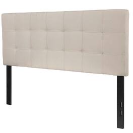 Hivvago - Full size Taupe Fabric Box-Stitch Upholstered Headboard - Beige