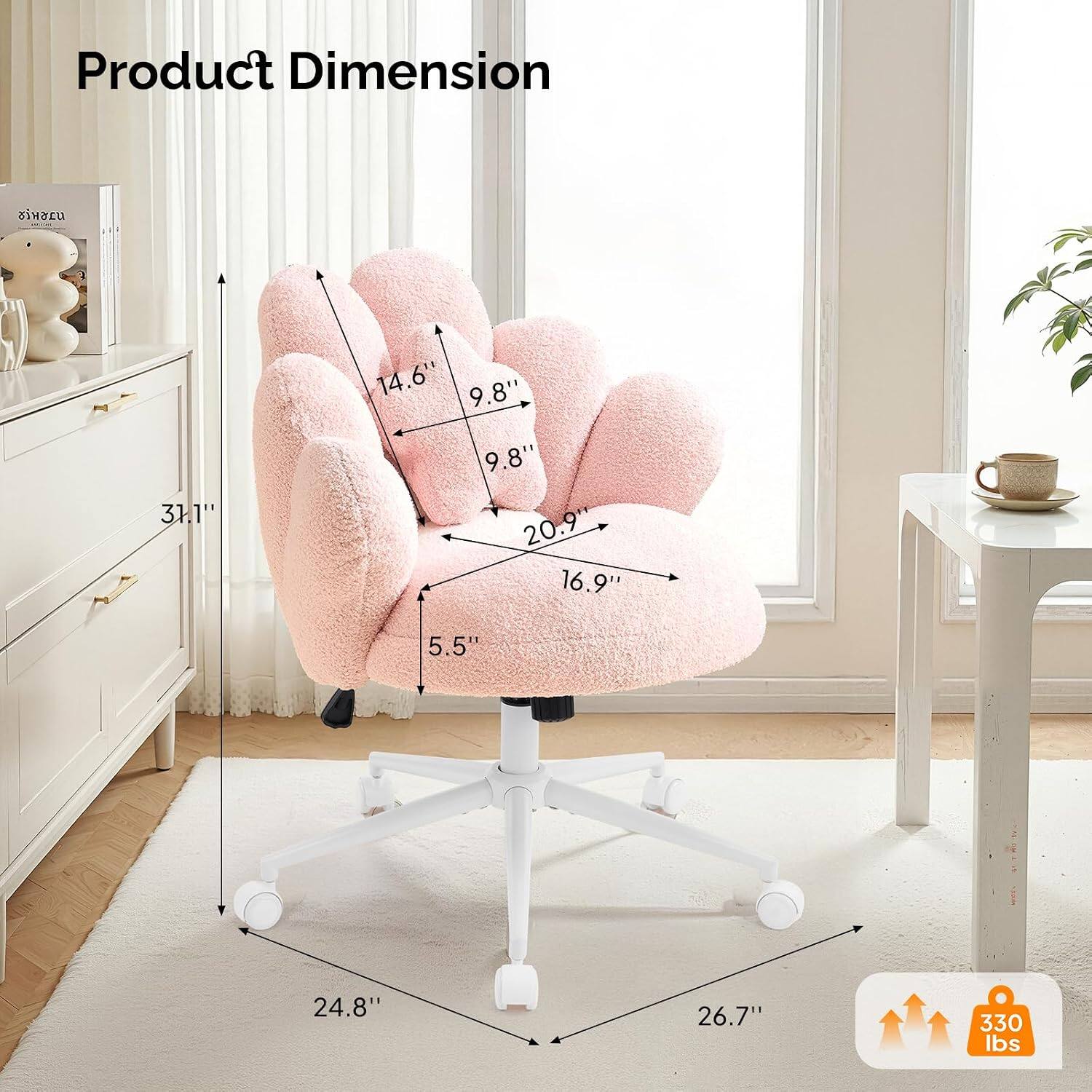 Product Dimension: 31.1" x 14.6" x 9.8" x 9.8" x 20.9" x 16.9" x 5.5" x 24.8" x 26.7"  
Weight Capacity: 330 lbs