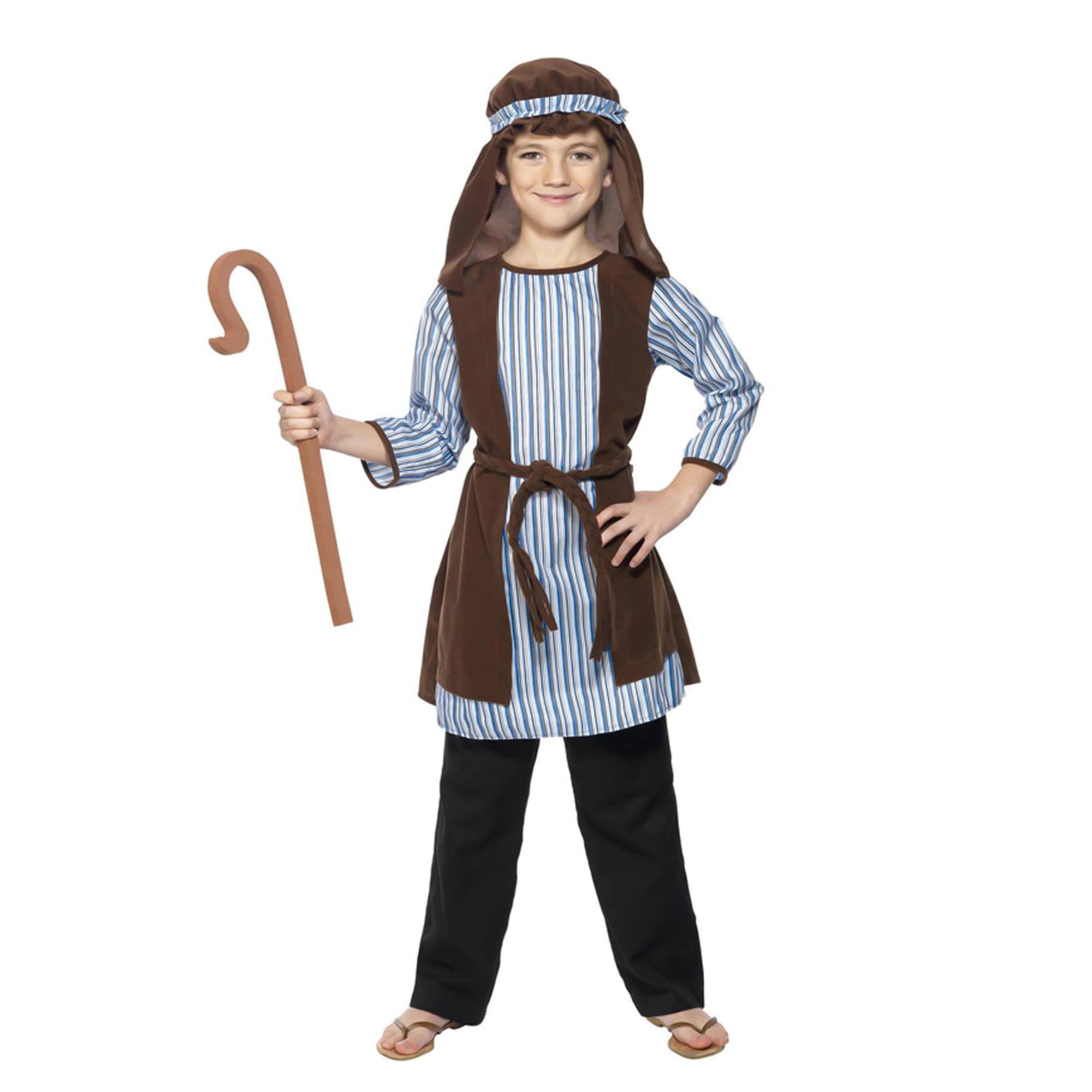Front. Smiffys - Shepherd Nativity with Staff Costume Accessory Medium - Multi-Colored.