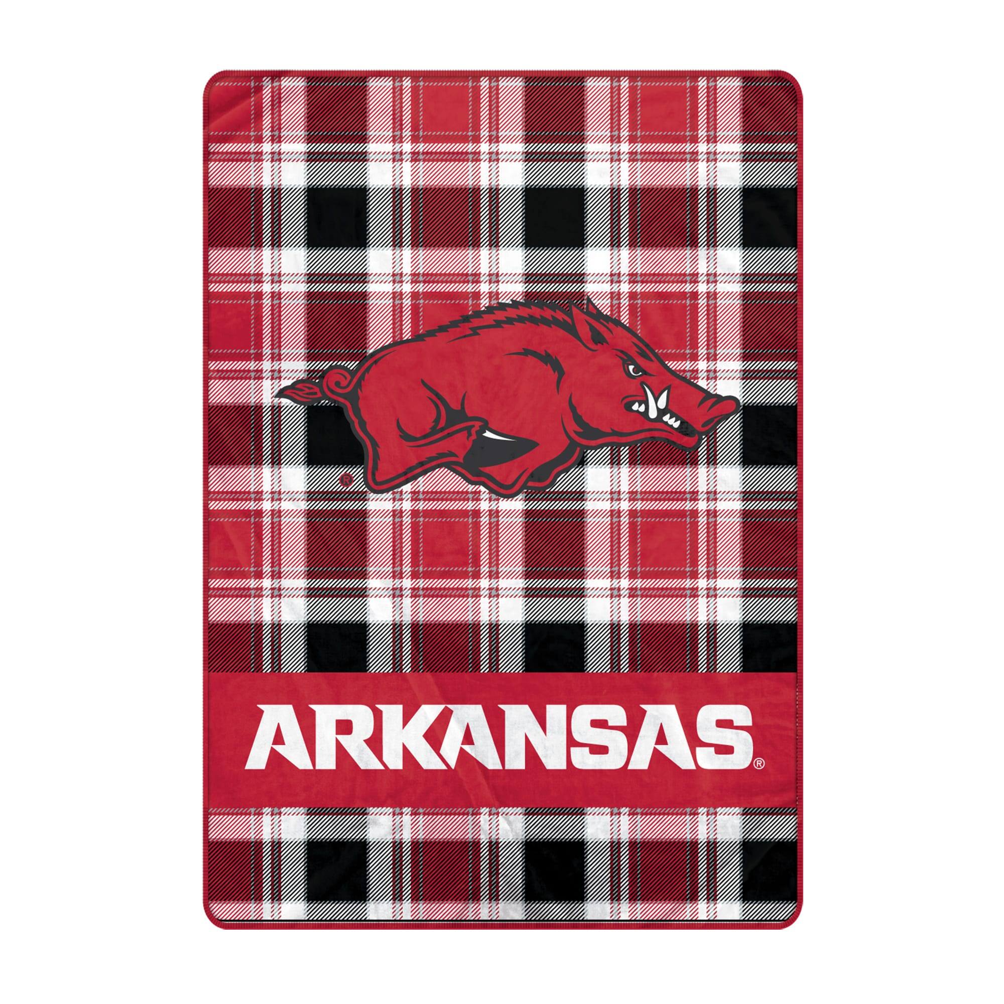 Front. Pegasus - Arkansas Razorbacks 66" x 95" Oversized Plaid FAN-mily Ultra Cozy Blanket - Multicolor.