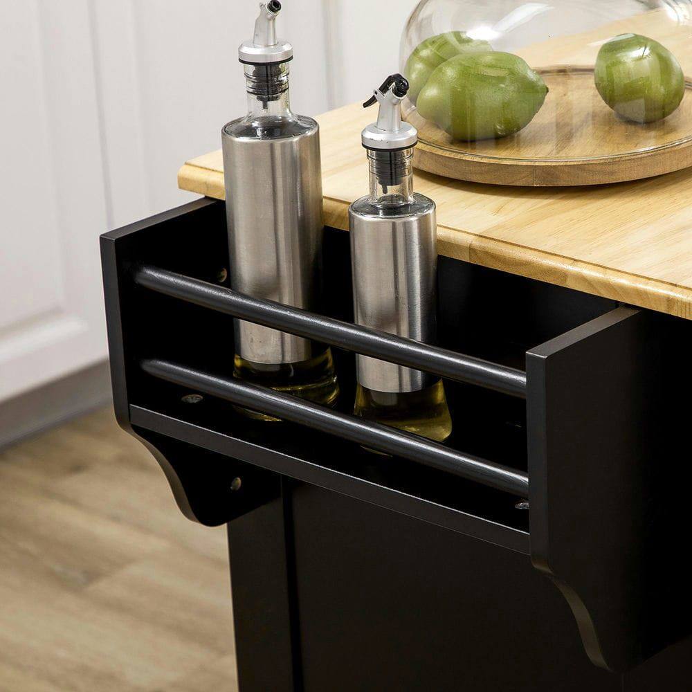 Left. Kadyn - Triple-Cabinet Kitchen Island on Wheels, Kitchen Storage Cabinet with Drawers, Rolling Utility Cart, Black - Black.