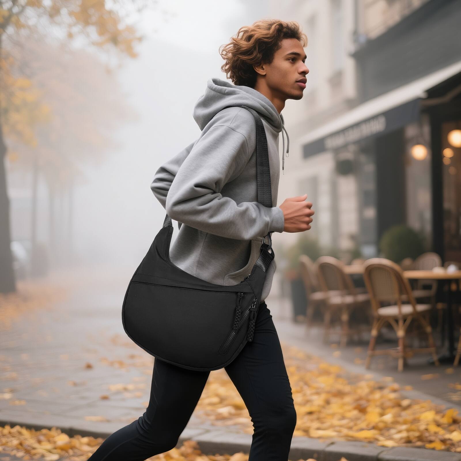 Alt View 6. Unique Bargains - Arch Crossbody Bags for Women Moon Dumpling Sling Bag Lightweight Nylon Purse for Travel - Black.