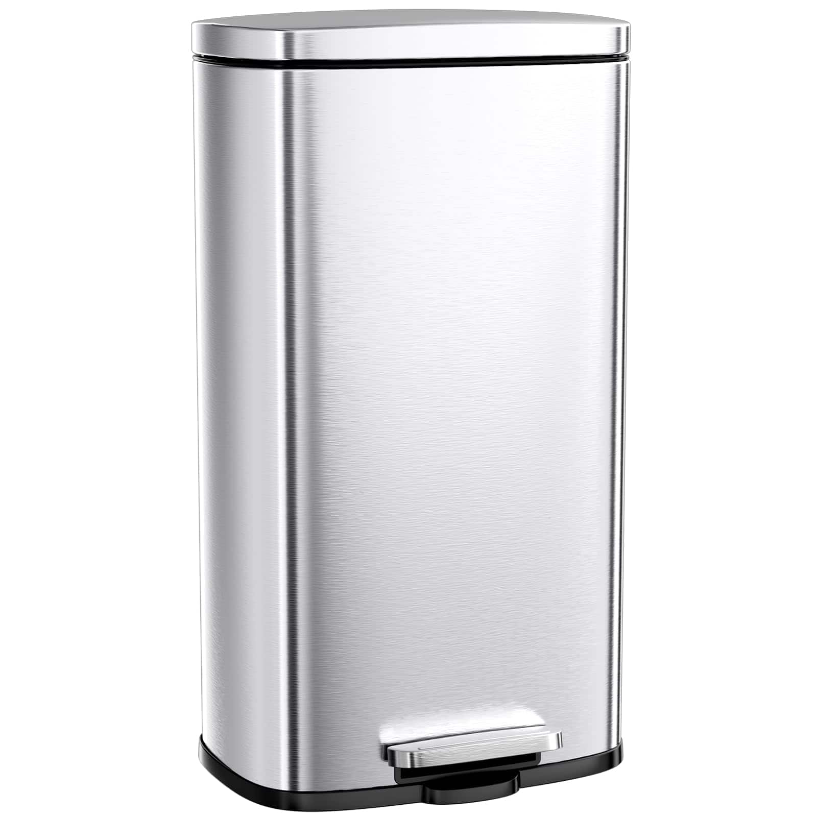 Eden Trails - Stainless Steel Step Trash Can, Soft-Close Lid, Removable Inner Bucket, Fingerprint-Proof - Silver 50L