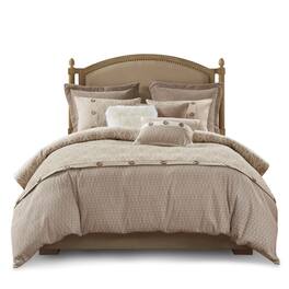 Gracie Mills - Ruthie Luxurious 8-Piece Geometric Jacquard Comforter Set - Taupe
