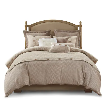 Front. Gracie Mills - Gracie Mills Ruthie Luxurious 8-Piece Geometric Jacquard Comforter Set - Taupe.
